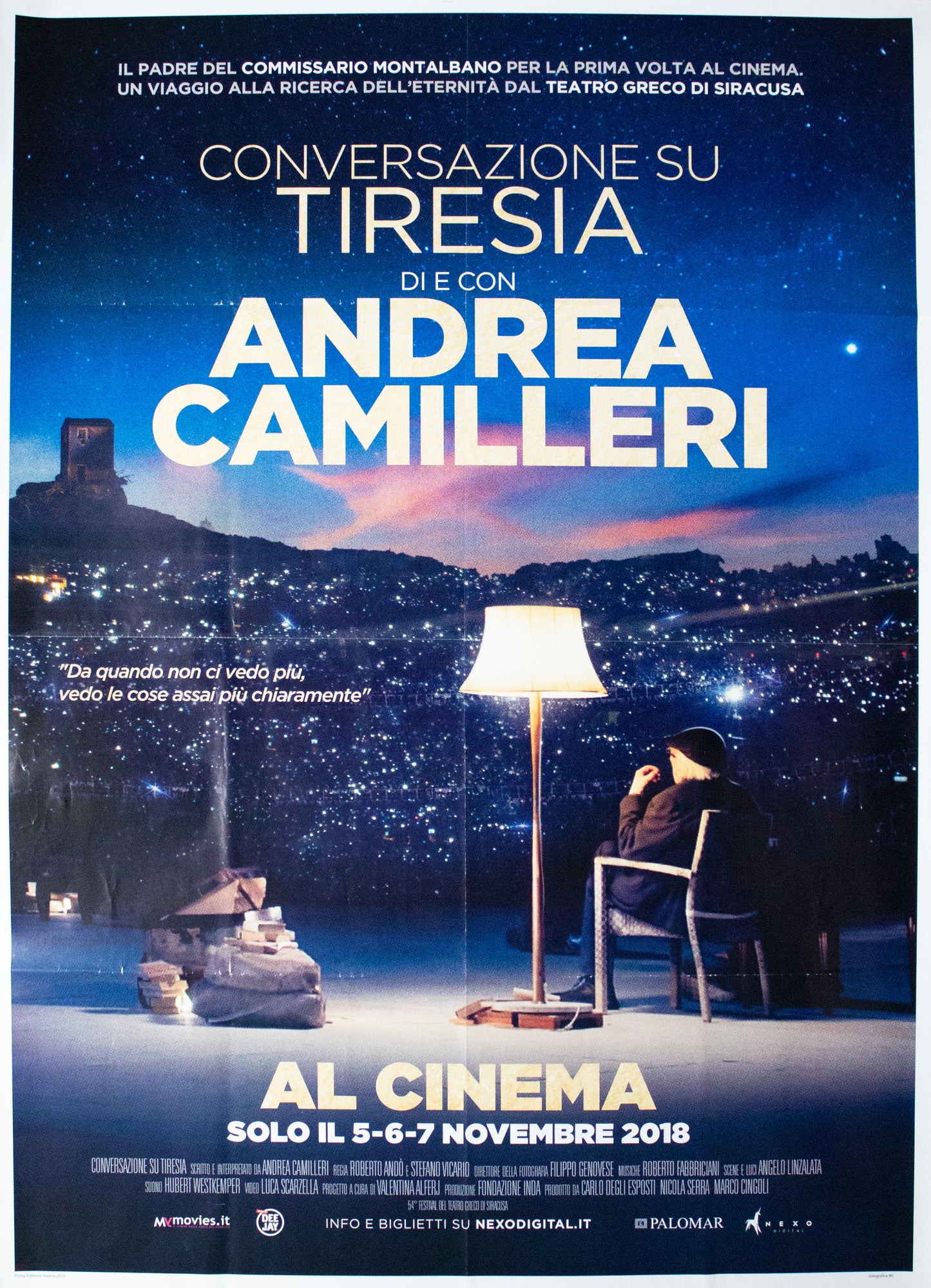 Manifesto Conversazione su Tiresia di e con Andrea Camilleri 2018 originale