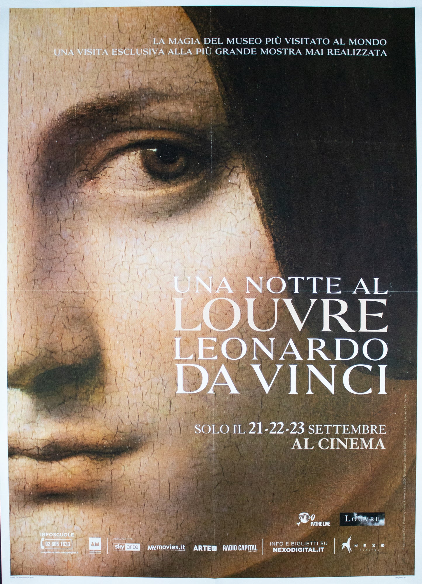 Manifesto una notte al Louvre Leonardo da Vinci 2020 originale